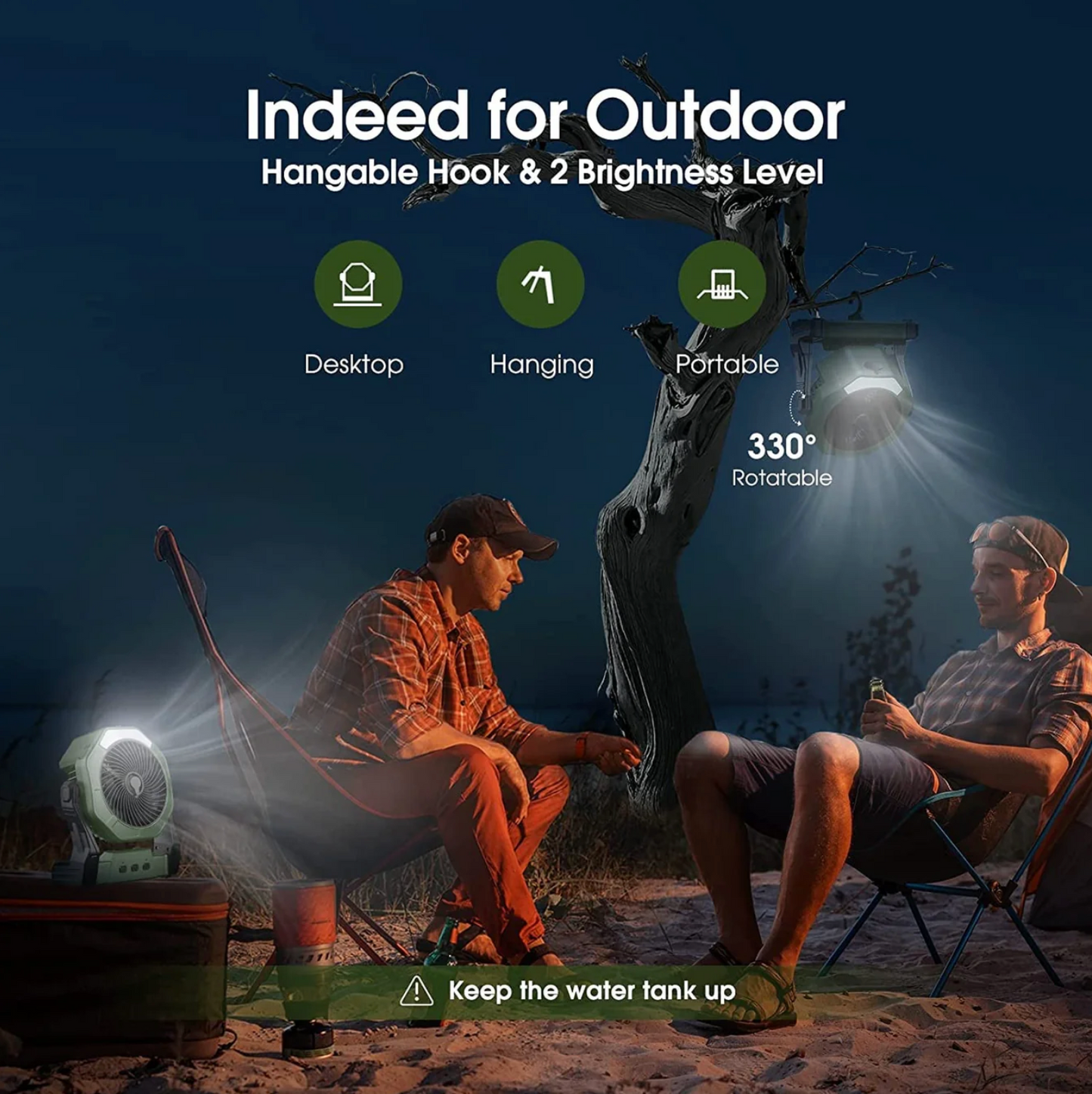 Portable Misting Fan – 8” Rechargeable Air Cooler with 10000mAh Battery, LED Light & 3 Speeds