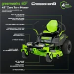 Greenworks 60V 42” Cordless Electric CrossoverZ Zero Turn Ride Mower - Image 2