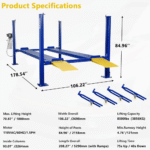 WEIZE 8500lbs 4-Post Car Lift with Caster Kits – PLA-1030 - Image 8